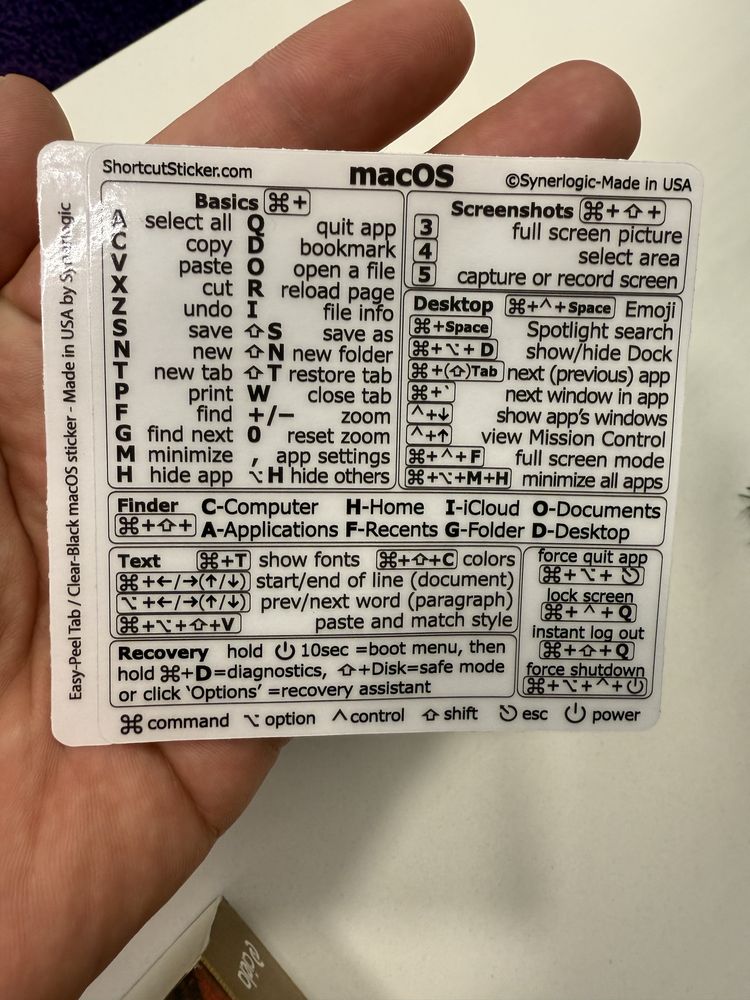 Стикер бързи команди Macbook