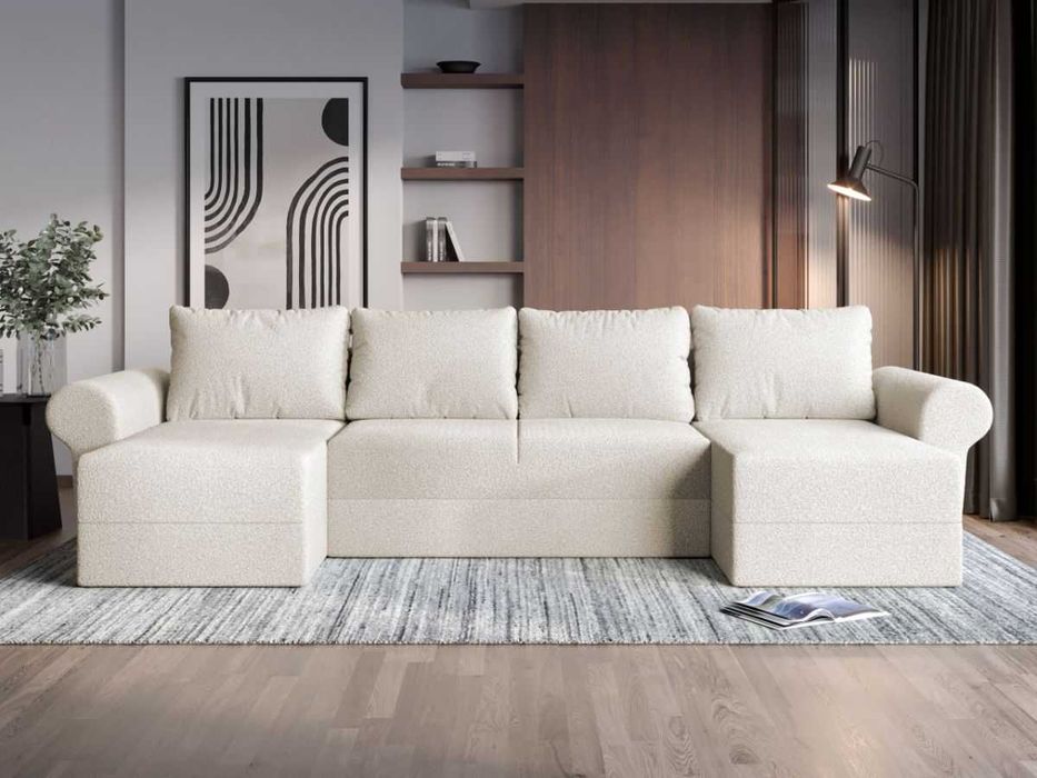 Coltar U Extensibil Bonito plusat aspect lana alba - Transport Gratuit