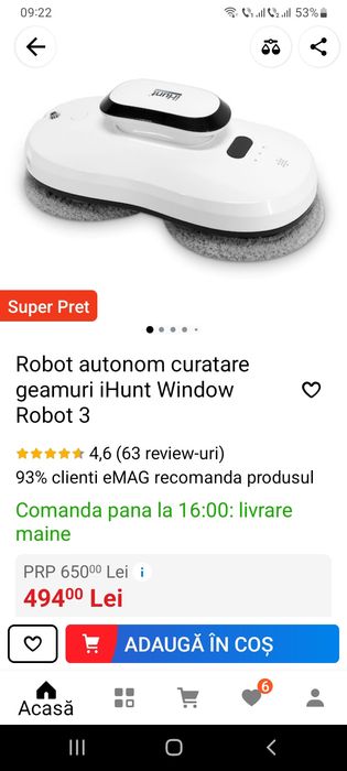 Aspirator robot geamuri iHunt Windows Robot 3,24V,alb