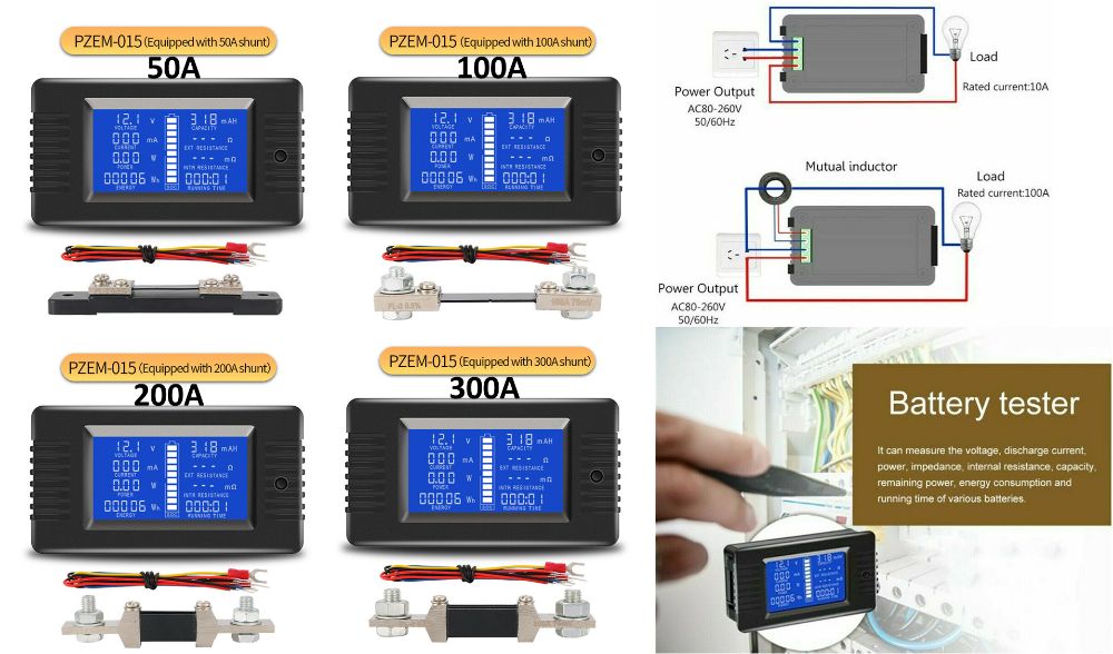 Monitor 9 functii watt metru DC ampermetru RC baterie putere volt Nou!