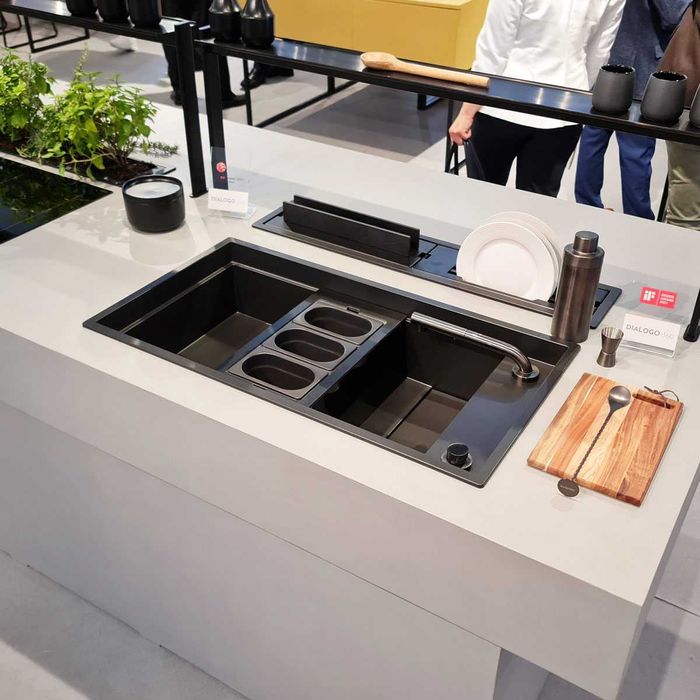 Chiuveta bucatarie compozit Elleci Dialogo 360 negru mat 860x460x220mm