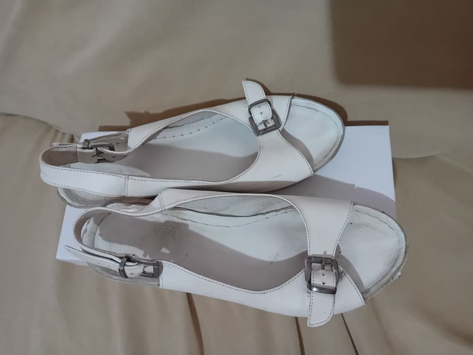 Sandale damă albe, piele, mărimea 37