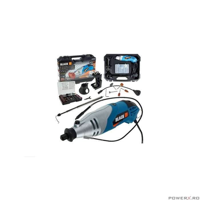 Mini polizor, biax portabil cu accesorii 126 piese, 200 W Black