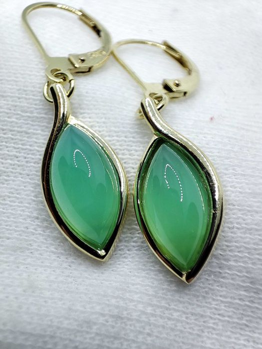 Cercei aur 14k cu Crisopraz Calcedonie Unicat