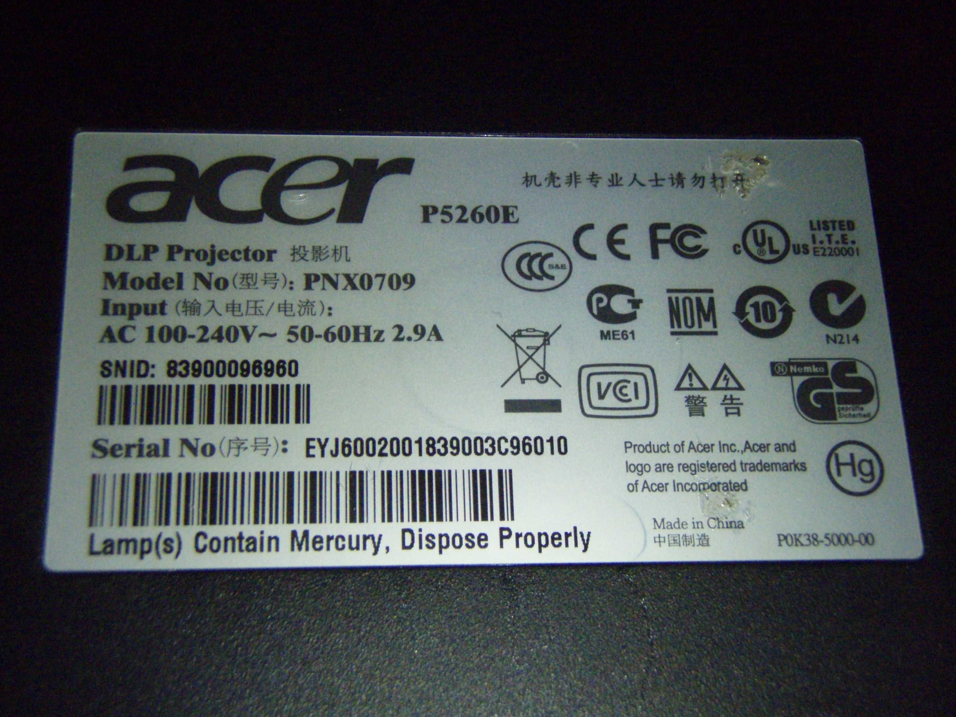 Videoproiector cu lampa Acer P5260E PNX0709 HDMI, puncte albe imagine