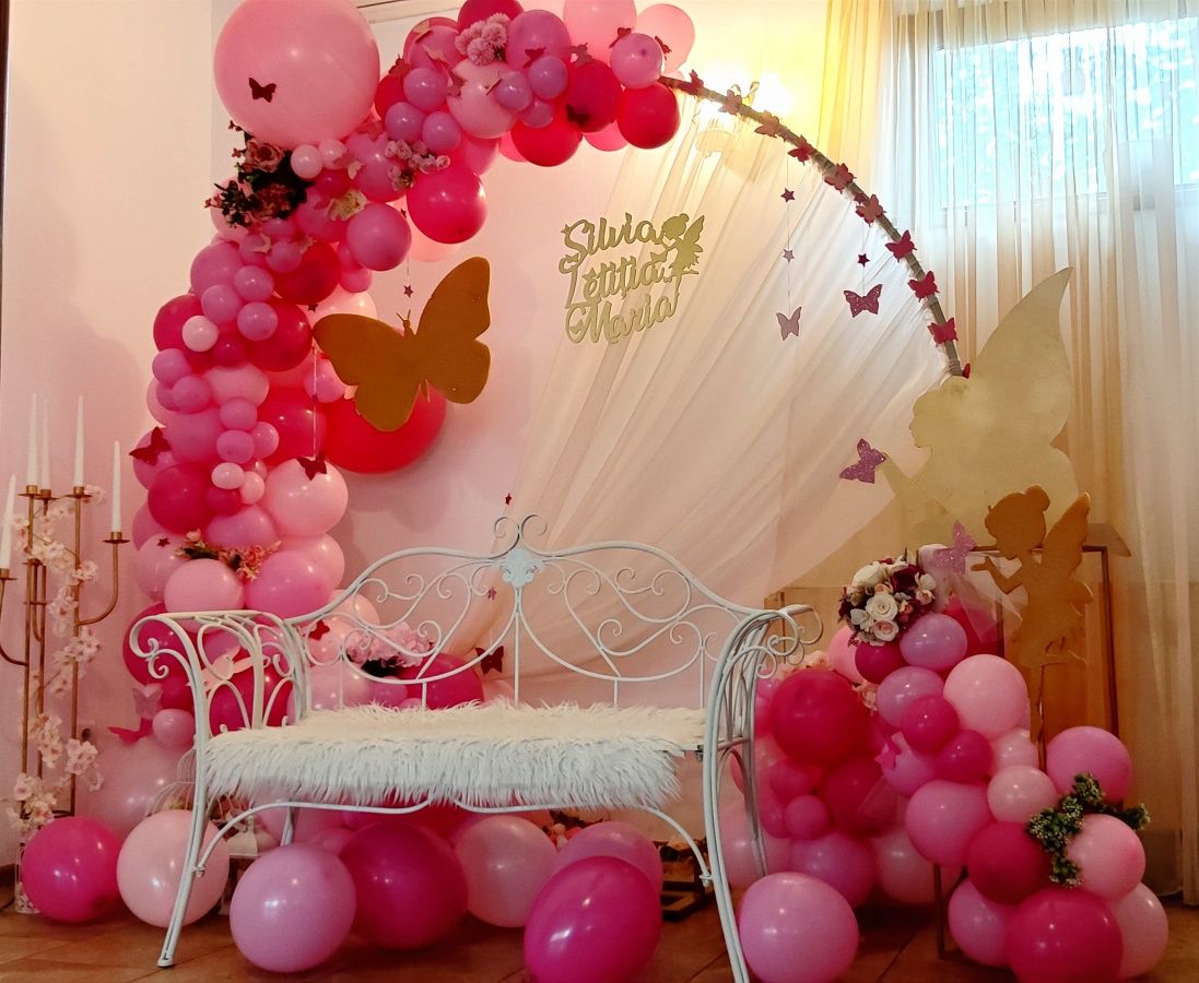 Decor botez, arcada baloane, photocorner