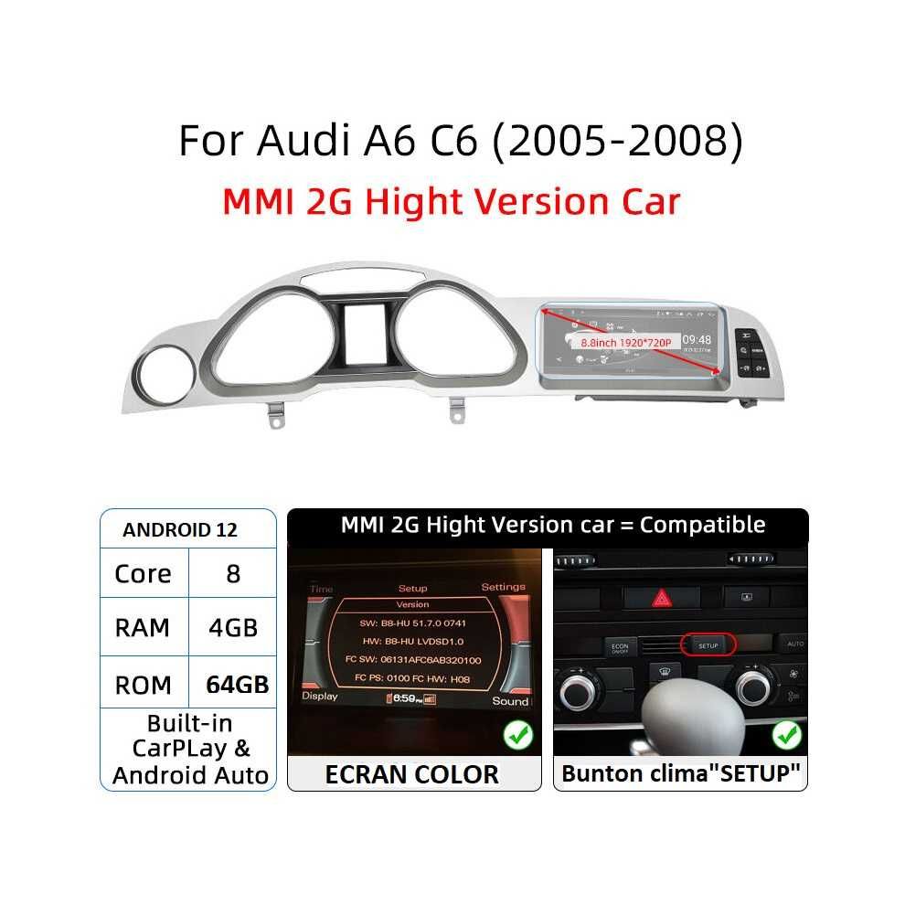 Navigatie Audi A6 C6,2005-2009,octa-core,4G+64GB,factura+garantie