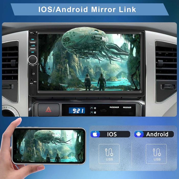 НОВА! 2DIN 7” CarPlay/Android Auto мултимедия, Bluetooth, камера