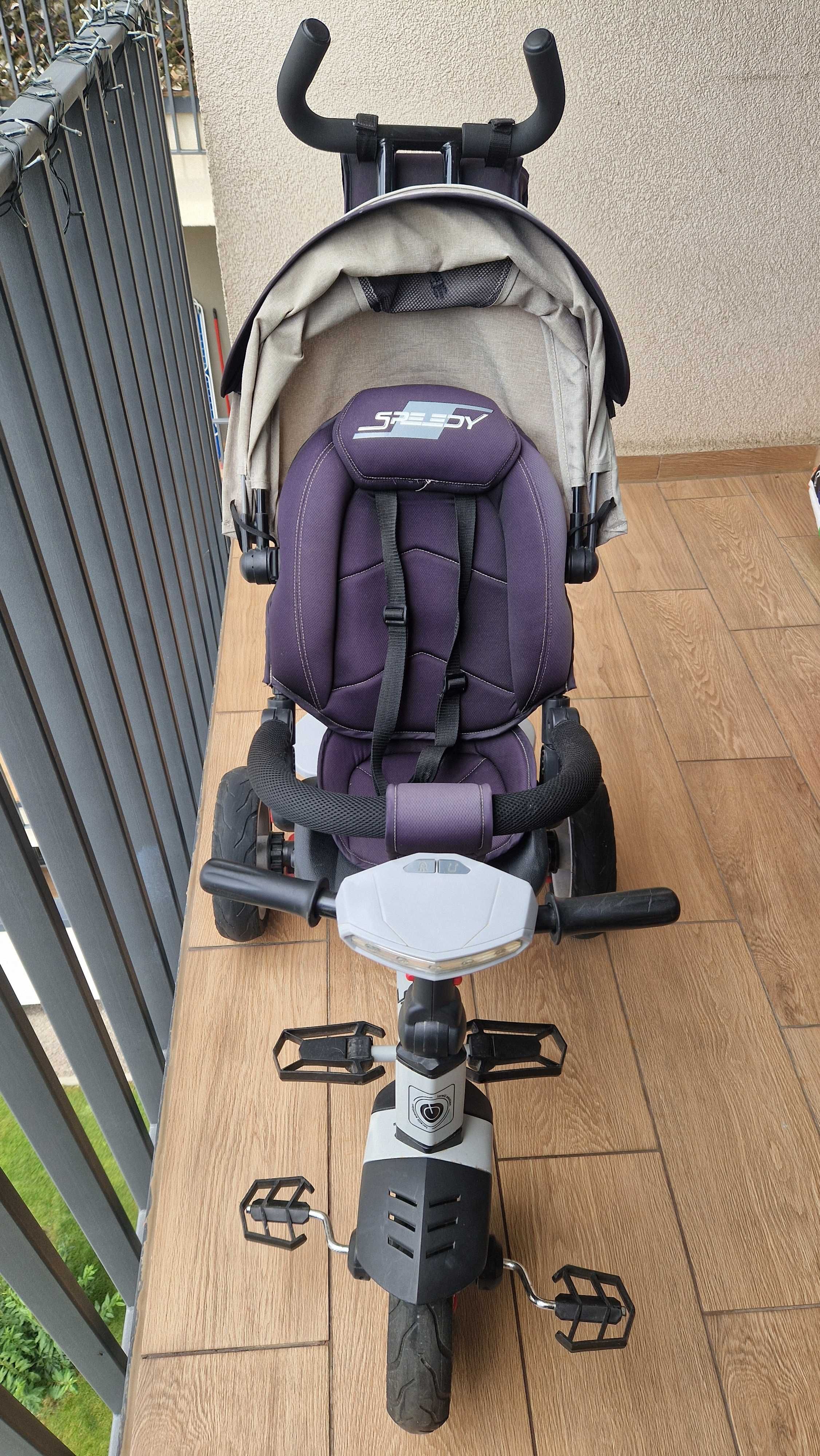 Tricicleta cu parasolar si scaun rotativ Lorelli Speedy Air Gri Negru