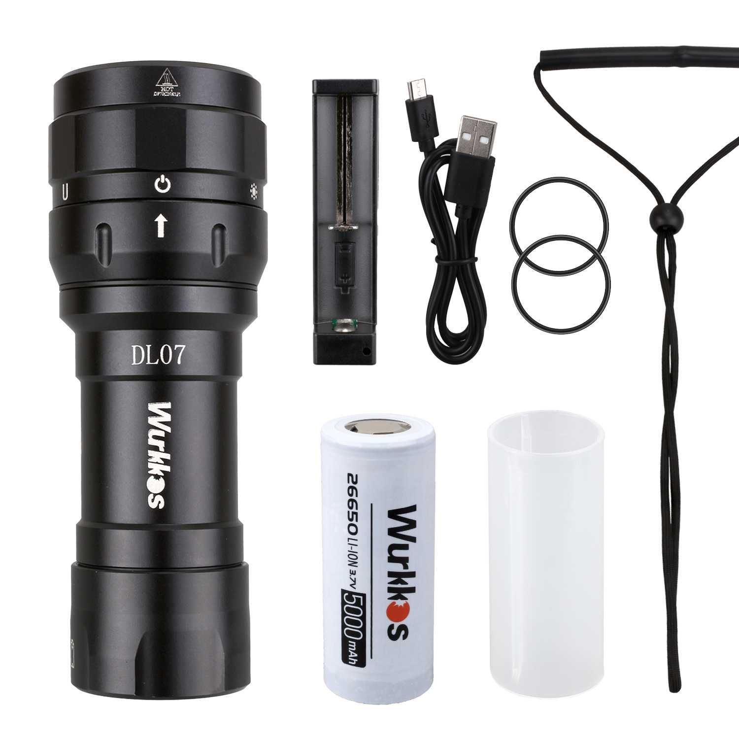 Lanternă scufundari Wurkkos DL07 subacvatica scuba + manusa scufundari