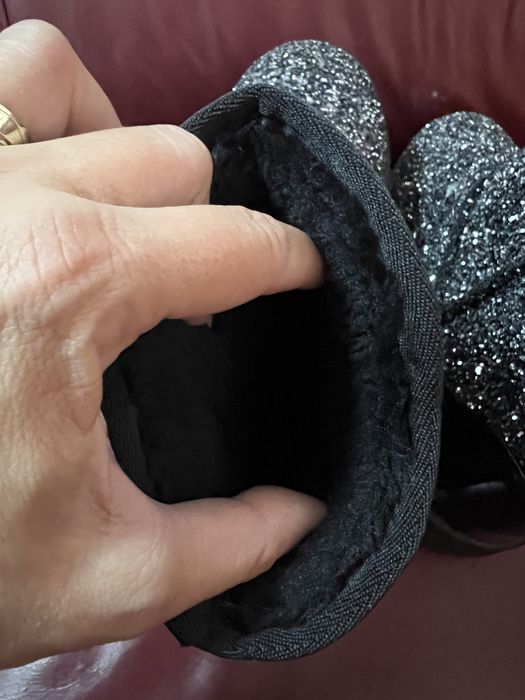 Cizme UGG style stralucitoare argintii glitter