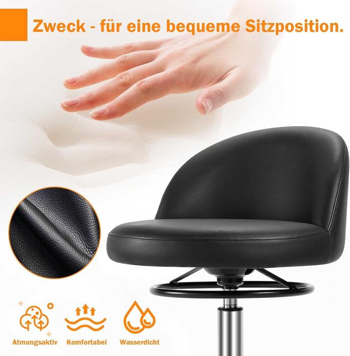 Scaun rotativ,cu roți,rotativ,din piele PU, potrivit pt.birou,salon..