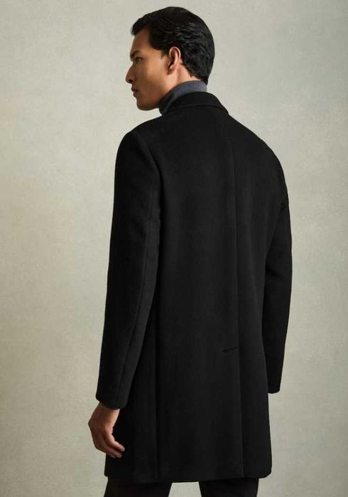 Palton slim premium DIFIRENZE 54 XXL lana moale negru