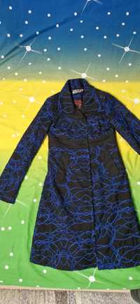 Palton Desigual elegant, albastru negru, deosebit
