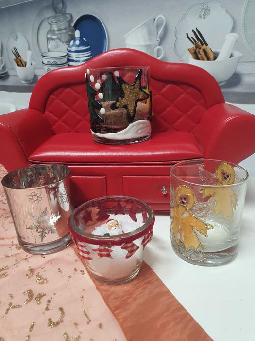 Suport pentru lumânări pastila cu motive de Craciun