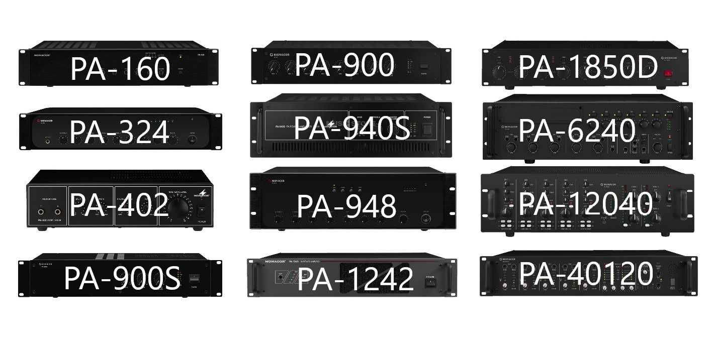 Amplificatoare Monacor PA100V x17buc 20-480W NOI/SH transport gratuit