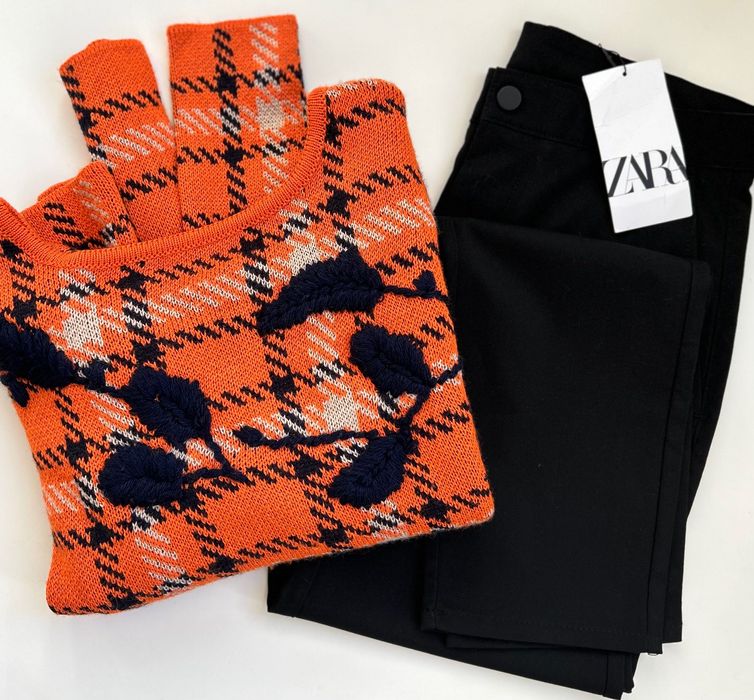 Zara нов черен панталон и Intrend MaxMara пуловер