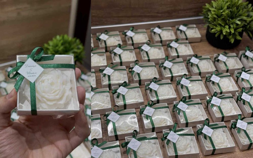 Подаръци за гости свещи божур за сватбa кръщениe рожден ден бал юбилей