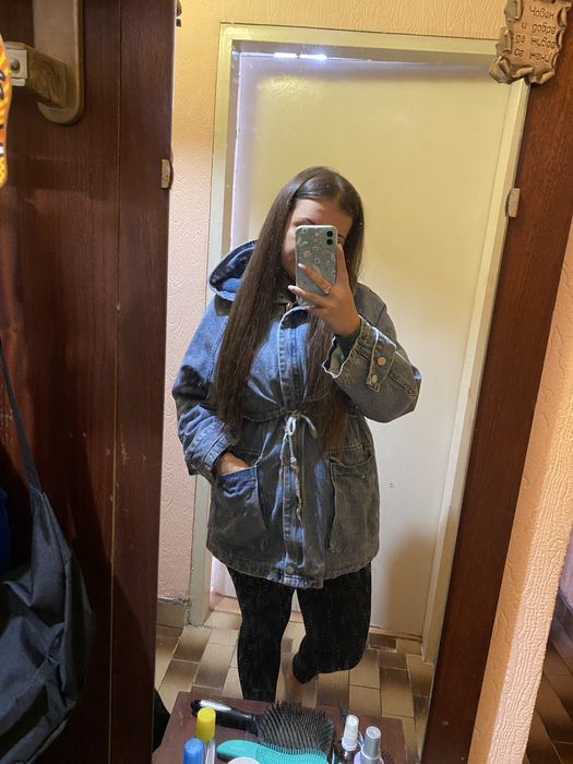 Дамско дънково яке с мека подплата