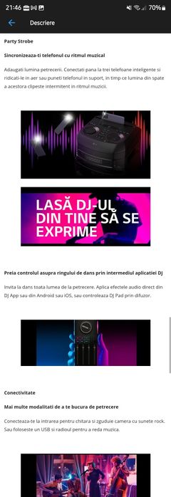 2 bucati Sistem audio LG XBOOM RNC9, Bluetooth, Radio FM, Karaoke, Wi