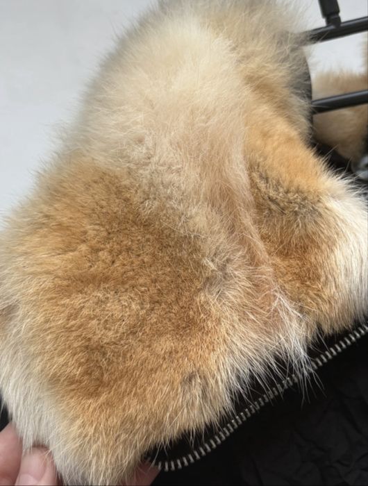 Fâș gros cu blană naturala de vulpe si material creponat