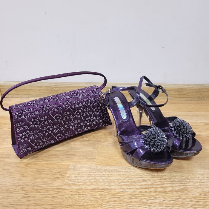 Лилав комплект обувки и чанта