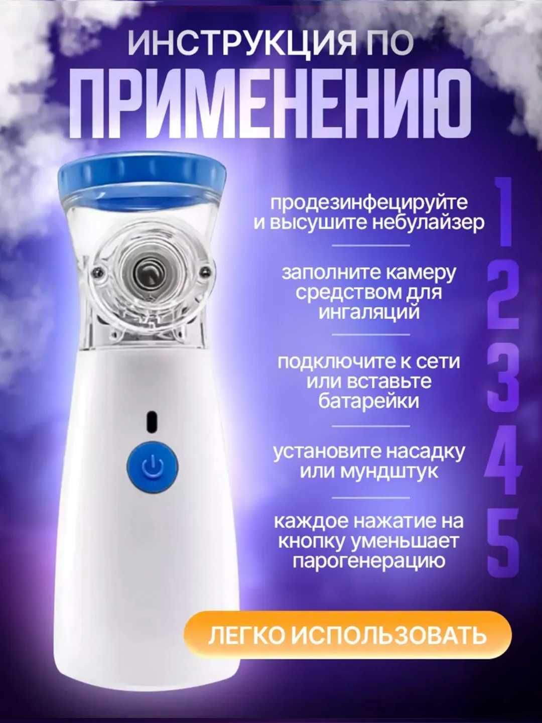 Ингалятор-небулайзер Mesh 320, для взрослых и детей, бесшумный.