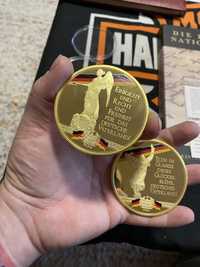 Lot de 2 monede colectie, mari 110 gr.,vechi 1991, germane placate aur