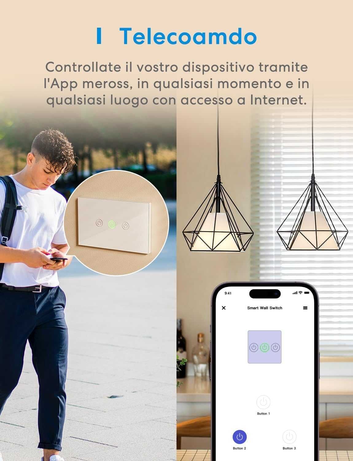 Comutator Smart Wi-Fi Meross Italian  MSS530L