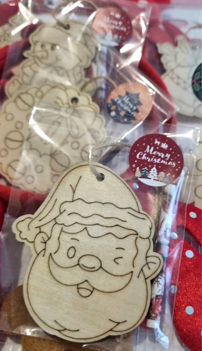 Дървени коледни украшения за оцветяване