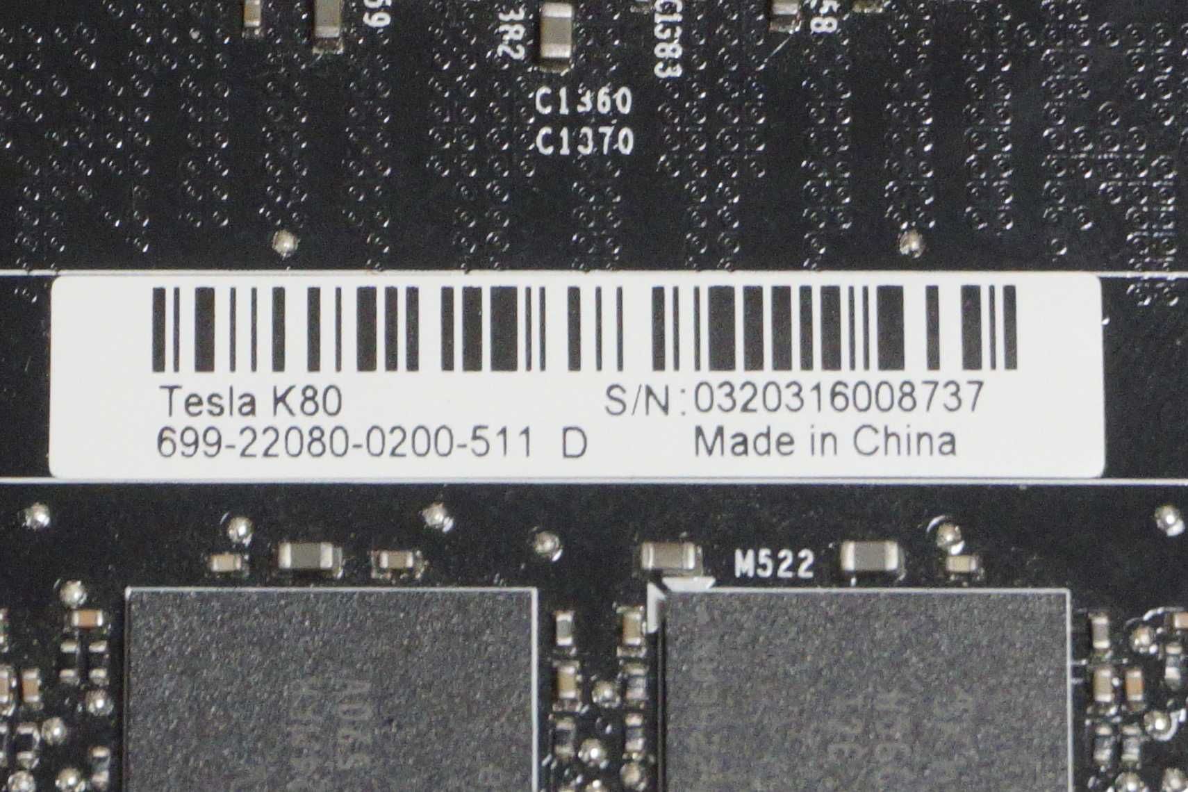 Сървърна карта (AI GPU) Nvidia Tesla k80 2496x2 CUDA cores, 24GB VRAM