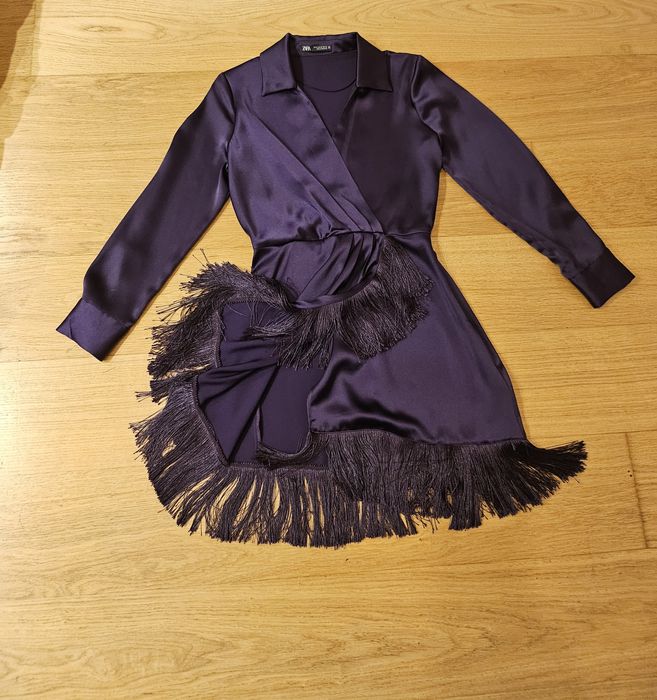 ZARA GLAMOROUS официална коприна рокля S