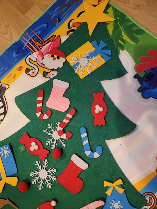 Brad de Crăciun fetru 24 accesorii confecționat manual