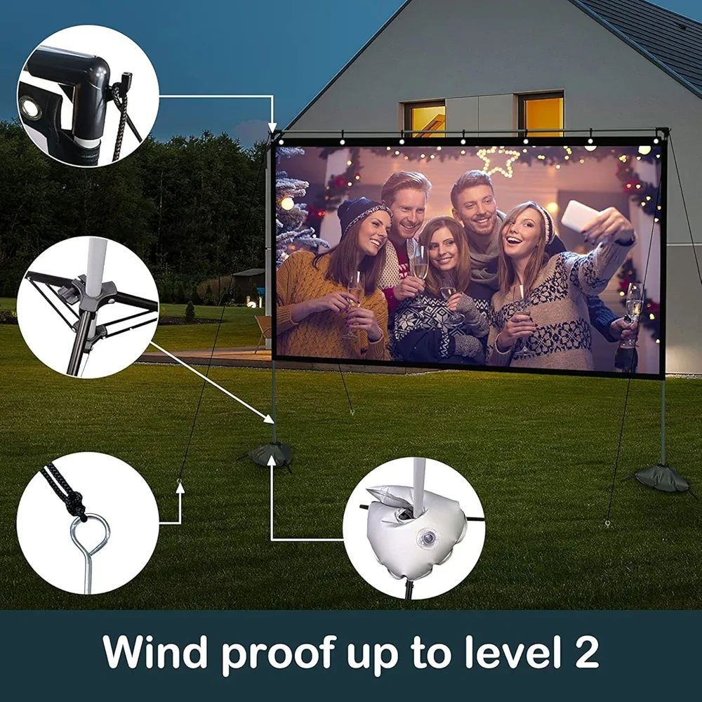 Artlii 120инчов  Екран с стойка за  проектор 4K 16:9 HD