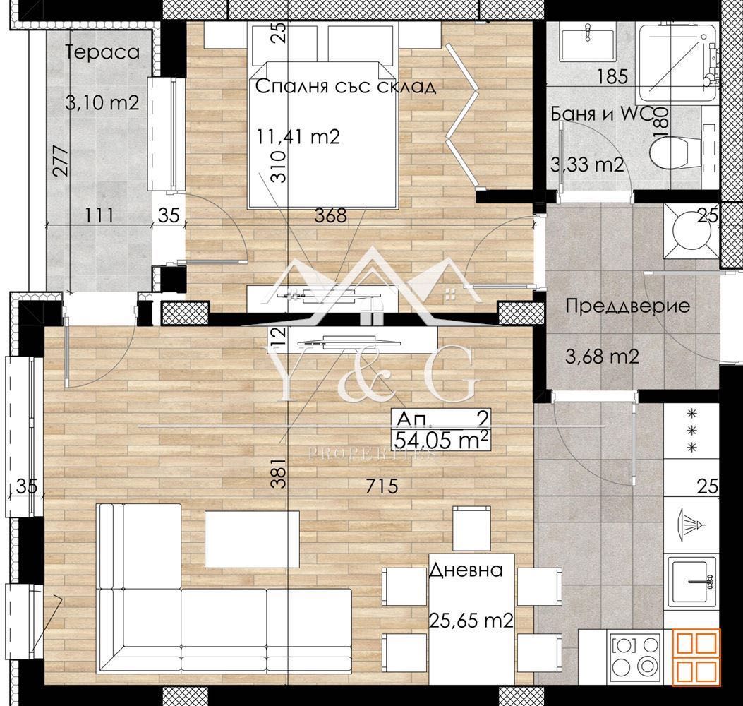 Продава се Двустаен апартамент в Пловдив, Остромила - 64 кв.м за 1378 €/кв.м - Снимка #2