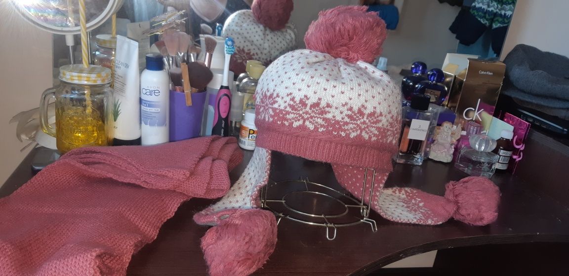 Шапка + шарф на девочку зима