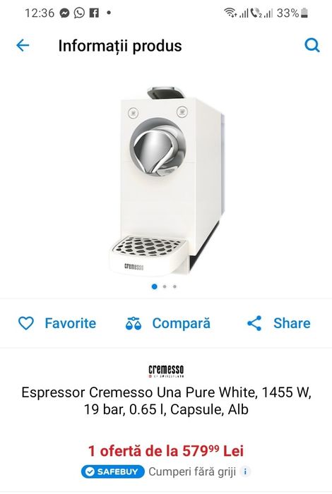 Espressor Cremesso Uno cu capsule.