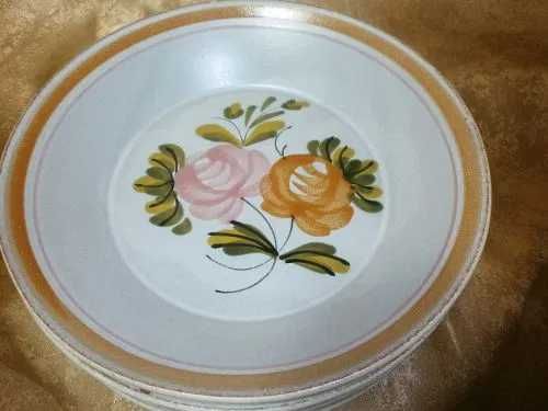 Set 10 farfurii MBFA Pornic, ceramica bisque, Franta, vintage