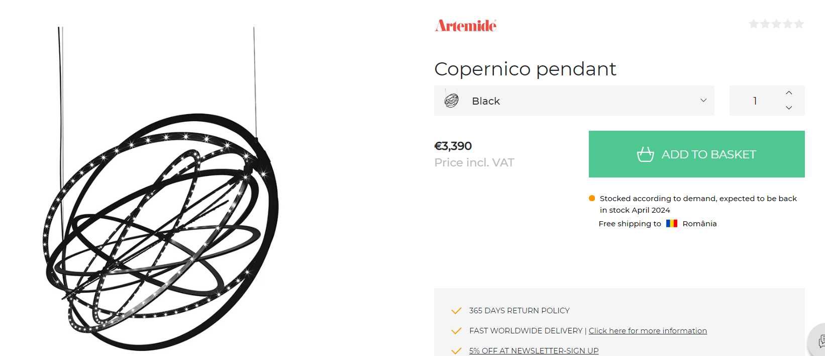 Vand Lampa (lustra) de tavan si aplica de perete Artemide Copernico