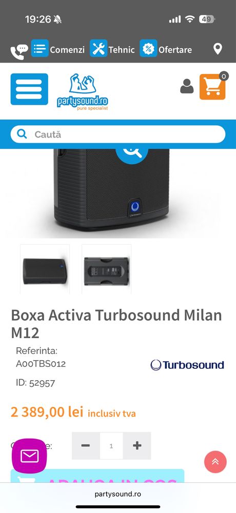 Boxa activa Turbosound Milan M12 128db