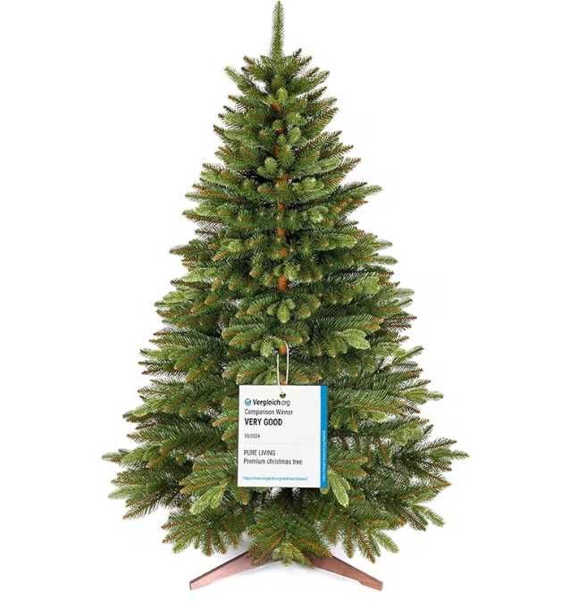 Brad Pure Living 180 cm, Ramuri Realiste, Suport Lemn & Metal