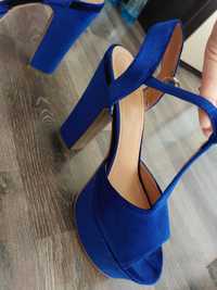 Sandale catifea albastra