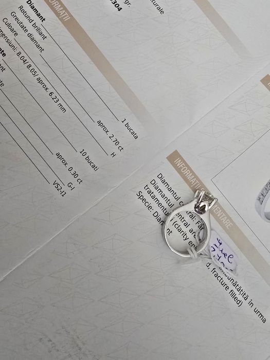 Vand sau schimb cu auto Inel aur alb 18k cu Diamant de 2,7ct.nou