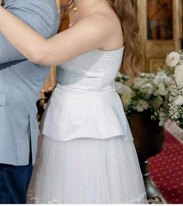 Rochie alba Ana Radu mireasa cununie civila botez marime M L pe corset