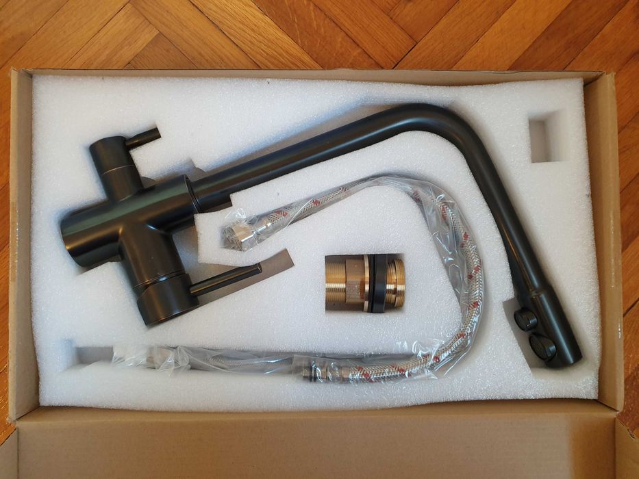 Baterie cu 3 căi pentru chiuvetă, apă rece, apă caldă și apă filtrată