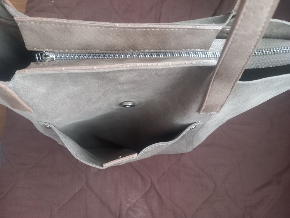 Дамска чанта естествена кожа/велур