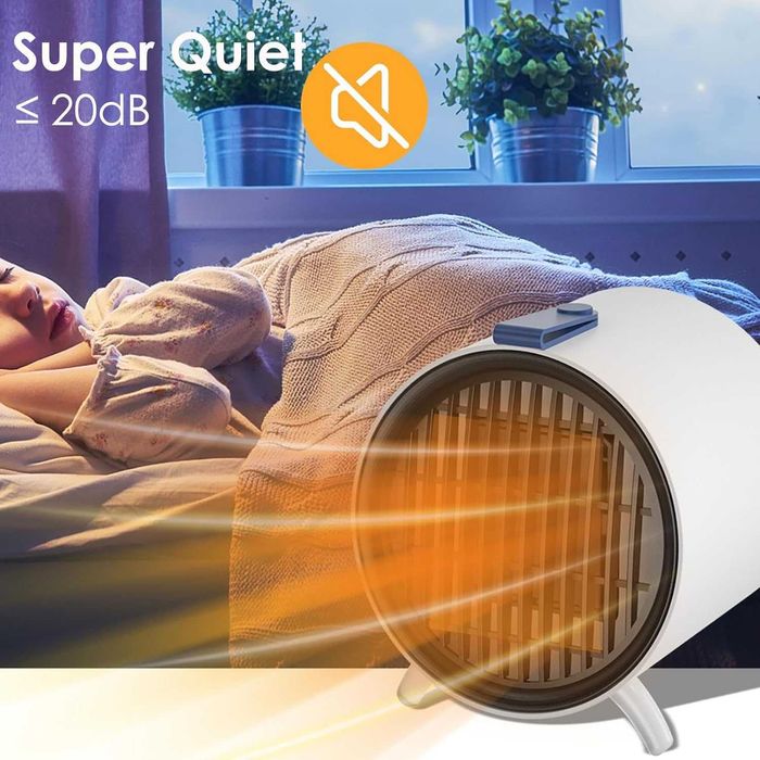 Компактен настолен керамичен отоплител 500W – бързо загряване и защити