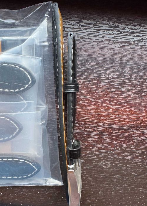 Curea din piele pentru ceas Breitling latime 24 mm neagra