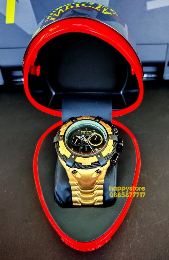 ПРОМО! часовник INVICTA Thunderbolt Reserve Gold/Black 55 mm, Инвикт