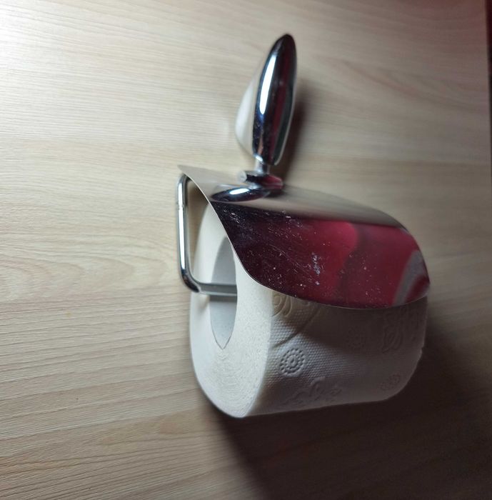 Suport metalic hartie igienica toaleta - cu clapeta - cromat